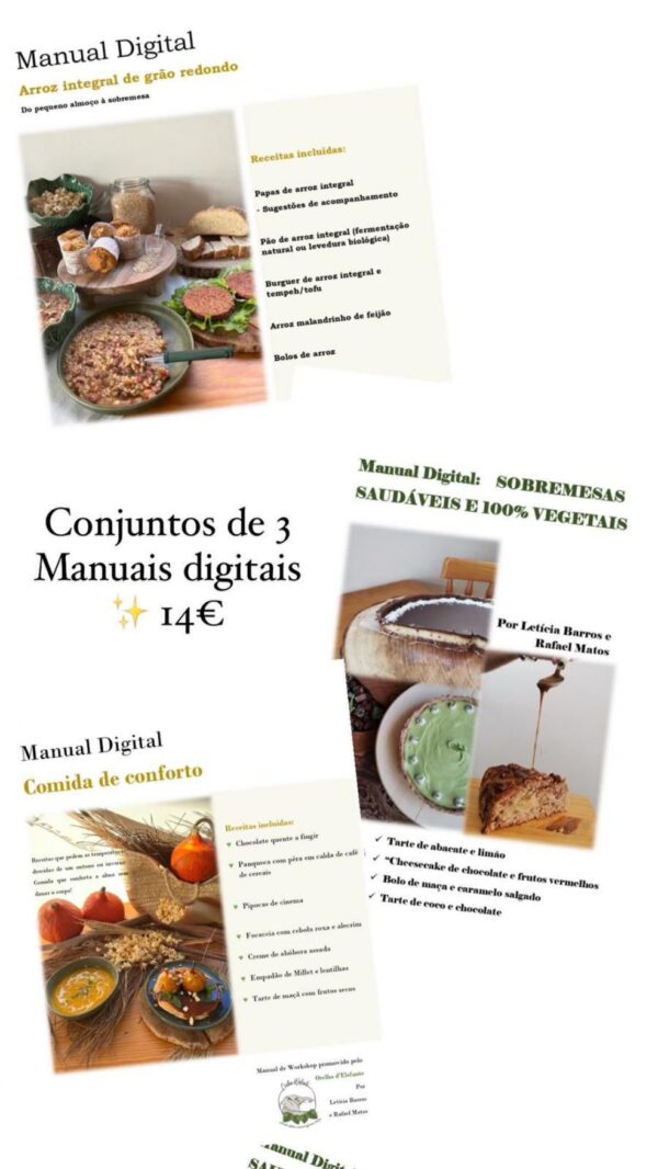 Pack de Manuais: Sobremesas, Arroz Integral, e Comida de conforto